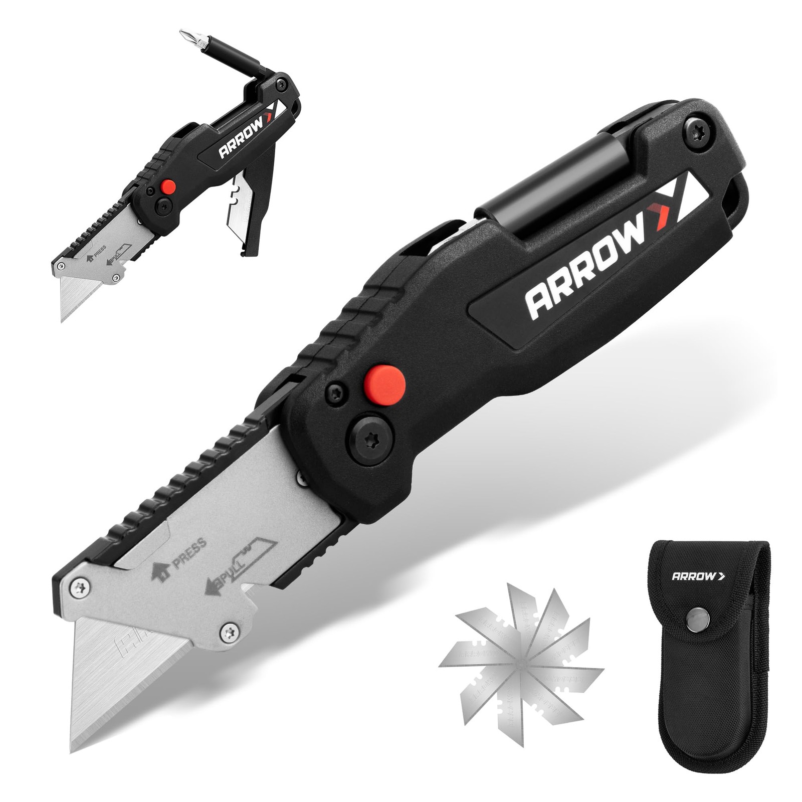 ARROW Utility Knife with Screwdriver, 2-in-1 Multitool Box Cutter Knife with ...