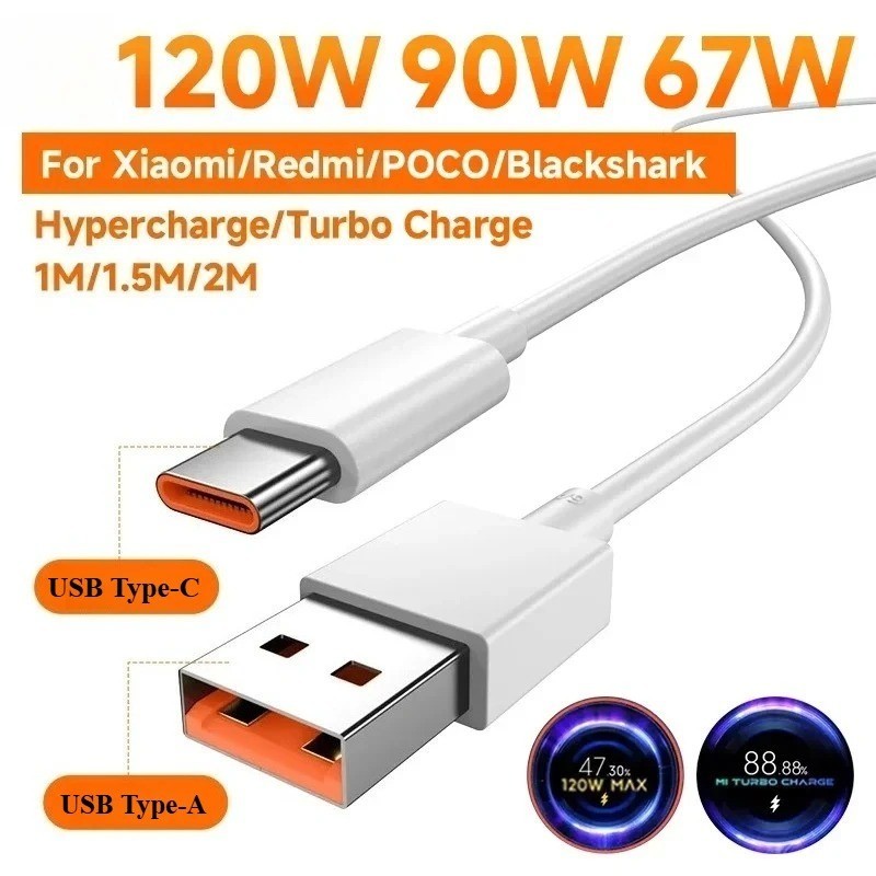 For Xiaomi Original 120W 90W 67W 6A USB Type C Fast Turbo Charge Cable Mi 15S Pr
