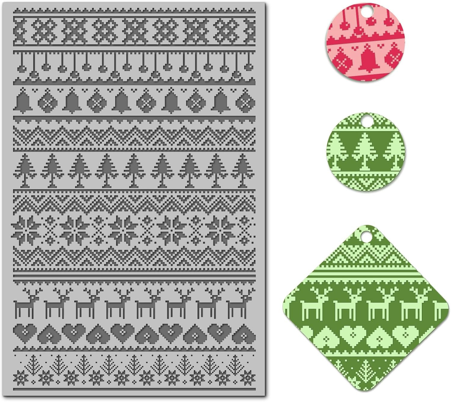 Christmas Polymer Clay Texture Mat for Earrings Jewelry Making, Xmas Deer Clay T