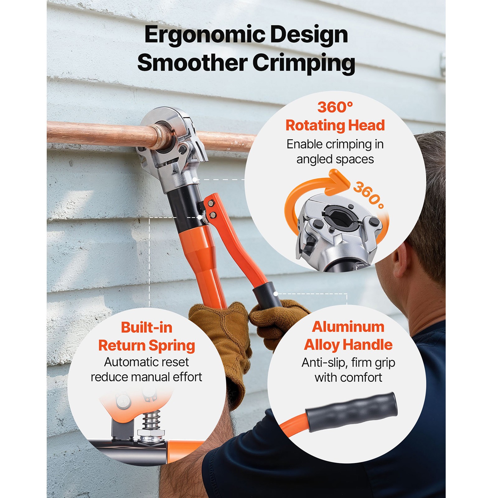 Uimoso Hydraulic Copper Pipe Crimping Tool with 8 Interchangeable Jaws