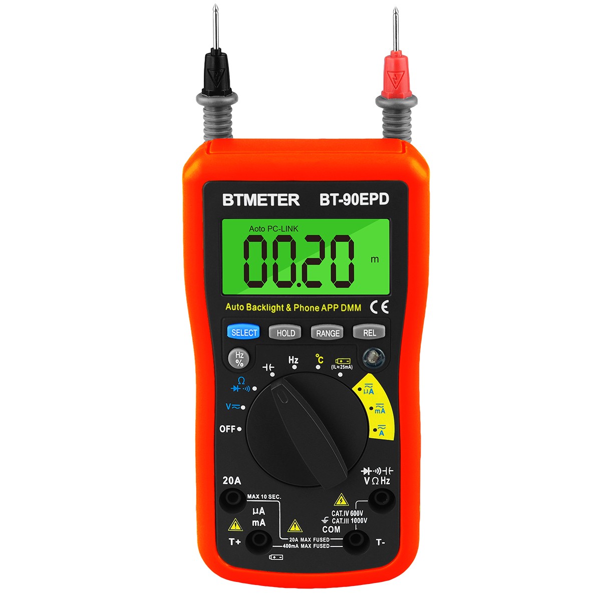 Bluetooth APP Digital Multimeter Auto Ranging 4000 Counts AC/DC Voltage Current