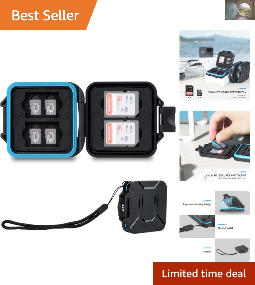 Compact 12-Slot Memory Card Organizer - Protects Up to 8 Micro SD & 4 SD Cards