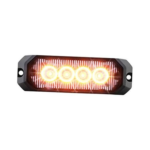 81801 LED Strobe Light (4" Rectangle 4, 14 Modes, 9~36V) Amber/Clear