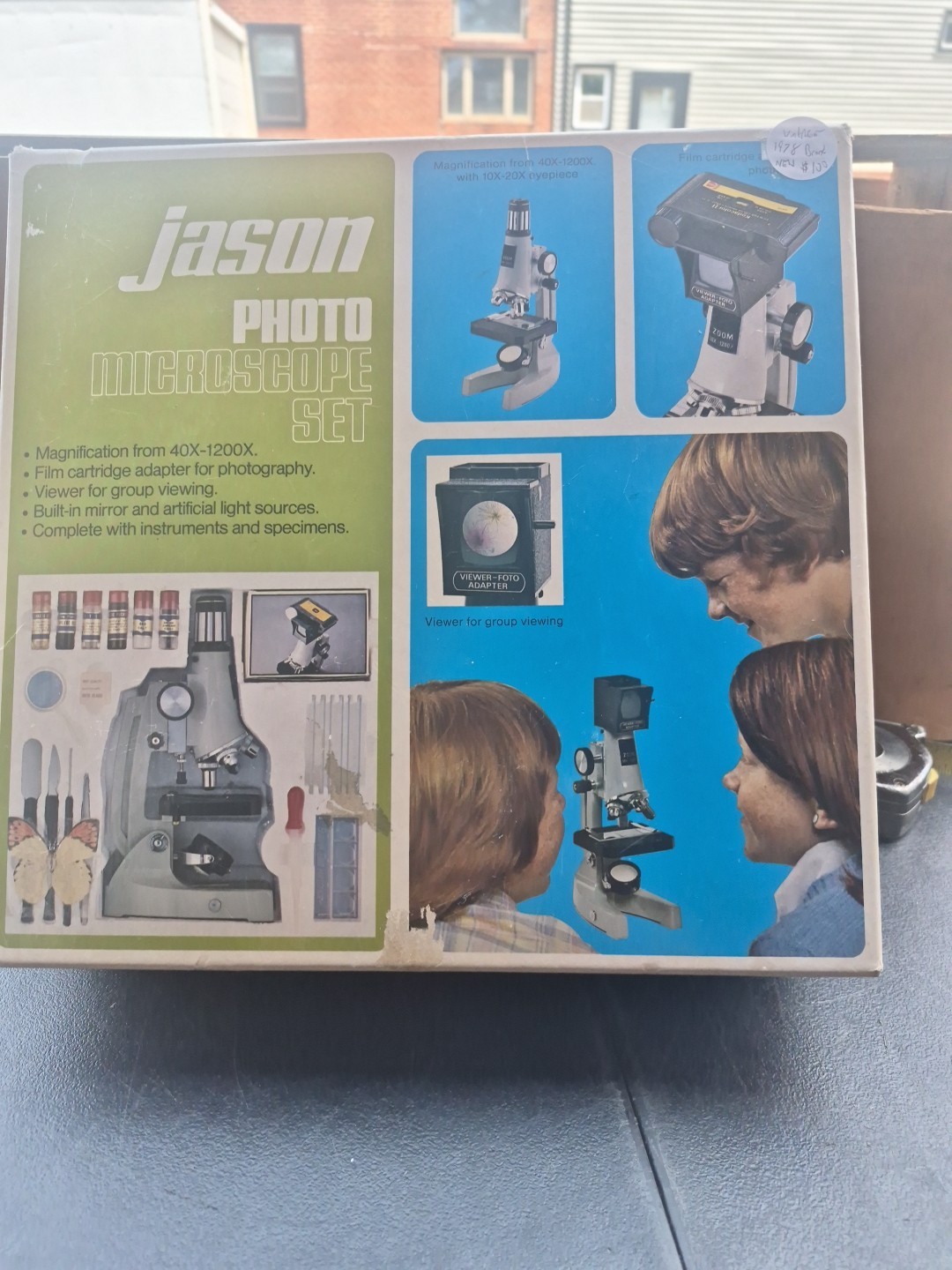 Vintage 1978 Jason Model 717 Photo Microscope Set 1200X Zoom Photo/Viewer New