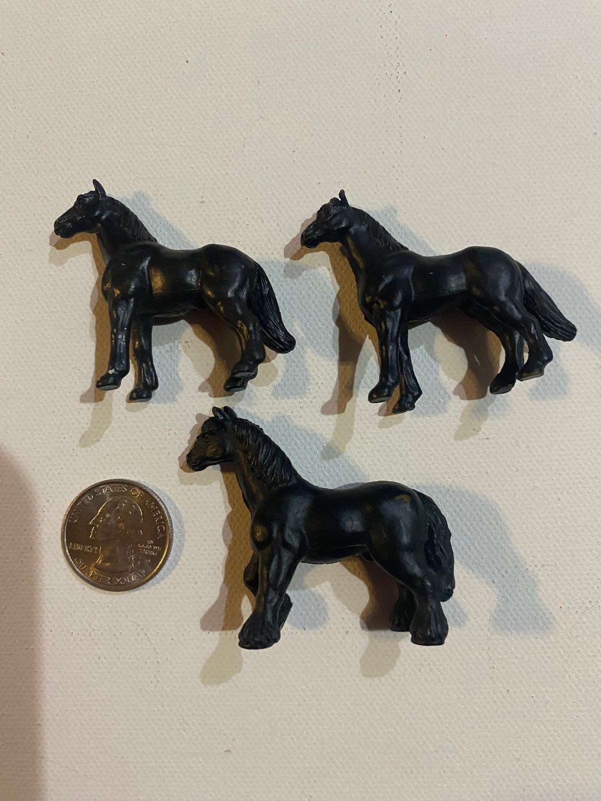 Vintage Safari Black Jutland Heavy & Chestnut Horses 1/64 Lot of 3