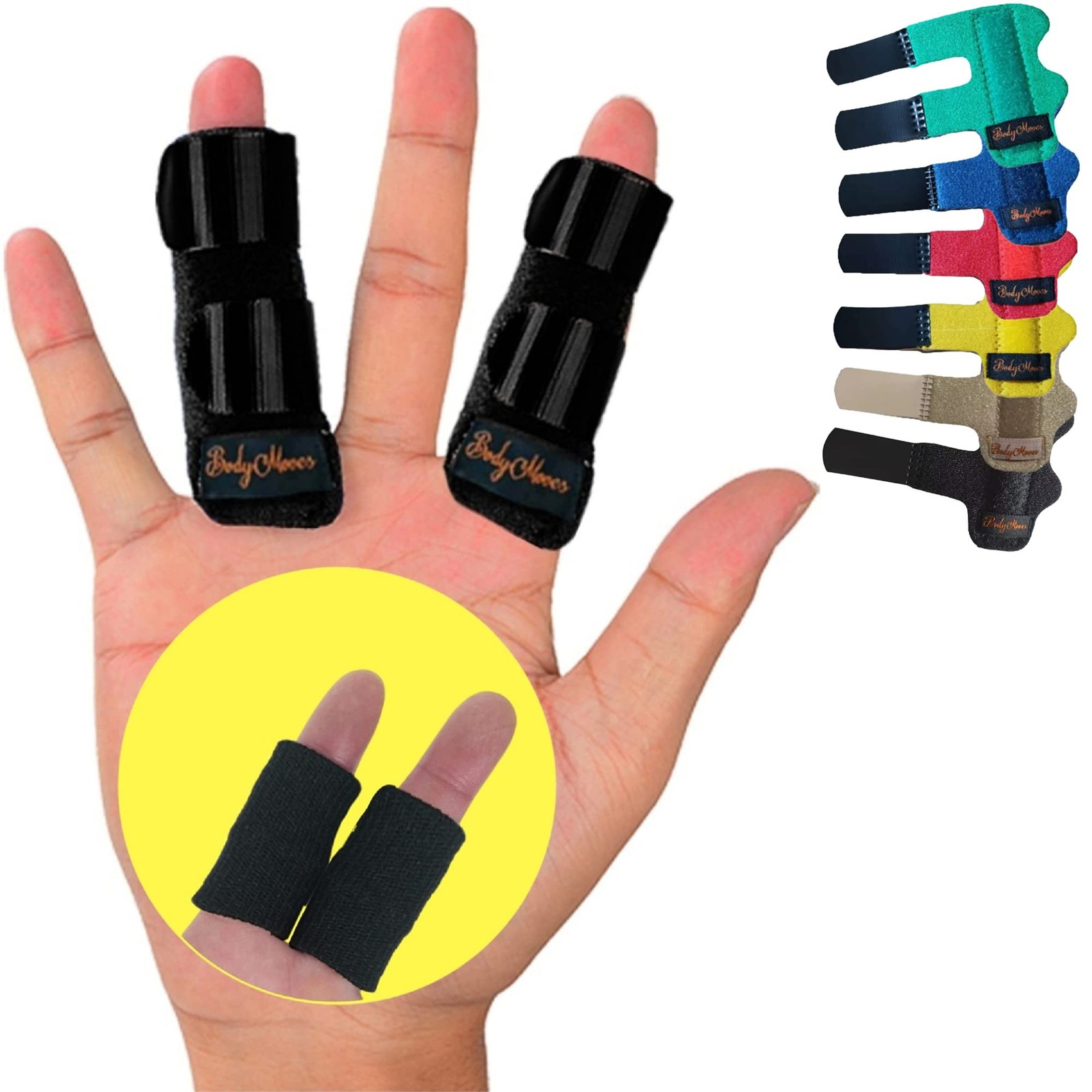 BodyMoves 2 Finger Splints plus 2 sleeves for Trigger Mallet Broken Finger br...