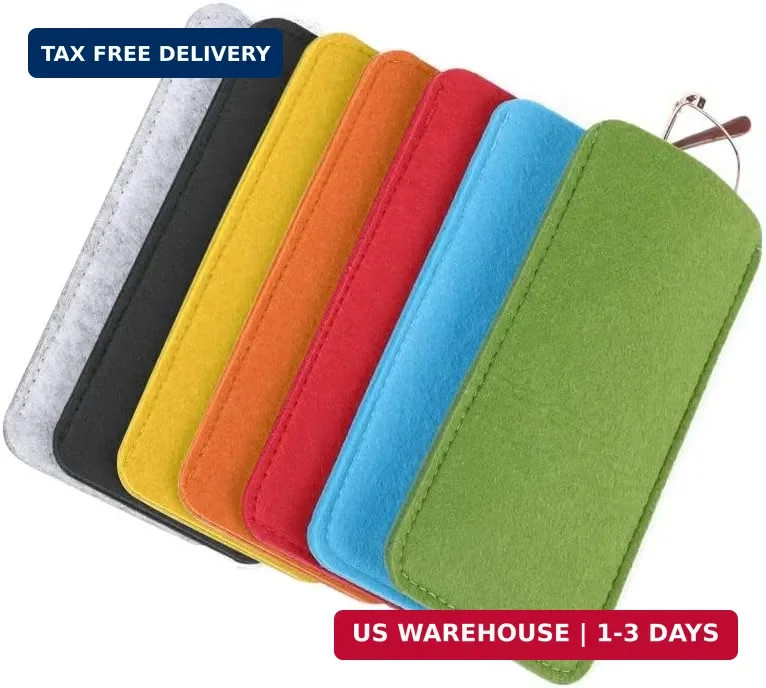 7 Pcs Soft Felt Slip In Eyeglass Cases Portable Travel Glasses Pouch for Men Wom