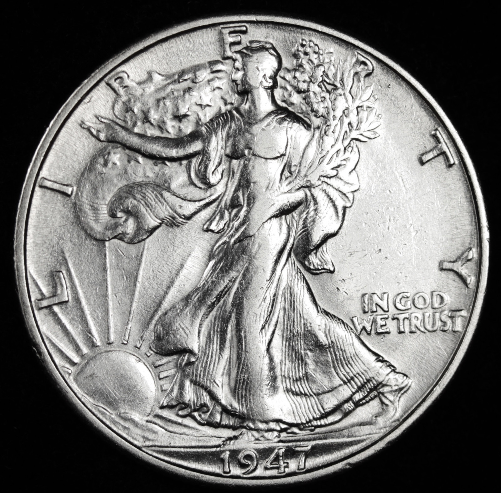 1947-d Walking Liberty Half.  A.U. (Inventory A)