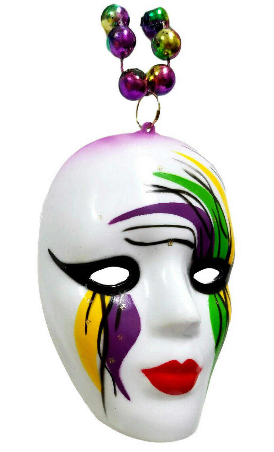 Mask Face XLG Necklace Mardi Gras Bead Beads