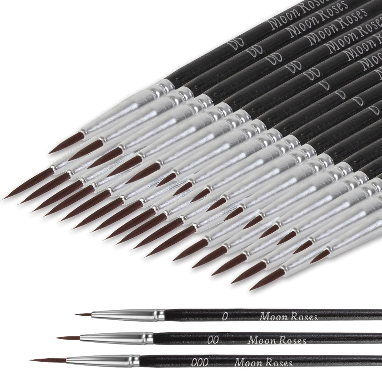 Moon Roses 30 Pcs Miniature Detail Paint Brush Set, 3rd Generation Tiny Liner...