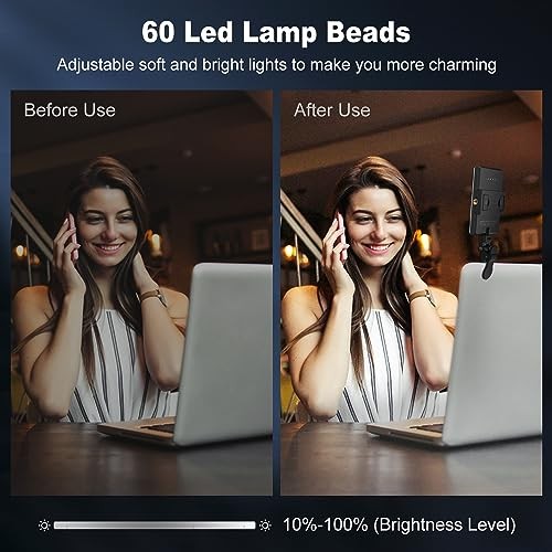Selfie Light, Phone Light with Front & Back Clip, 60 LED Portable Light Black