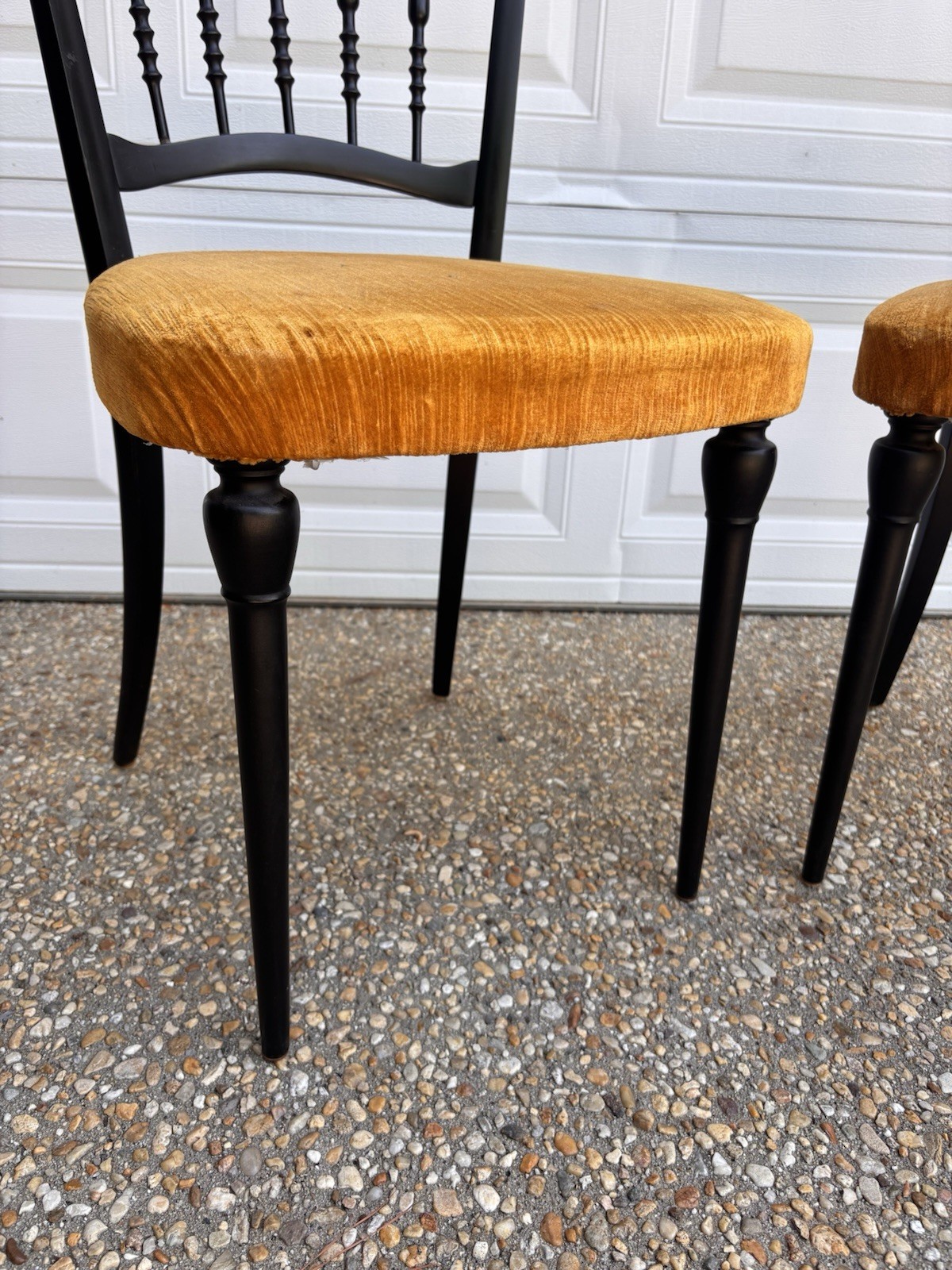 Mid 20th Century Black Chiavari Italian Chairs, A Pair Italy