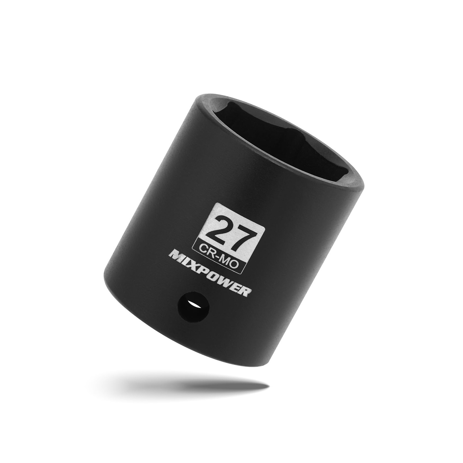 MIXPOWER 1/2" Drive Shallow Impact Socket, CR-MO, 27mm, 6 Point, Radius Corne...