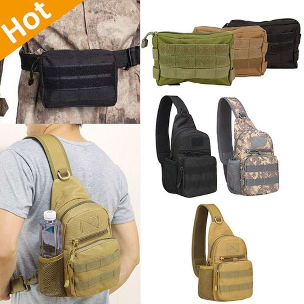 Outdoor Military Tactical Backpack Sling Bag Mini Molle Pouch EDC Waist Pack Bag