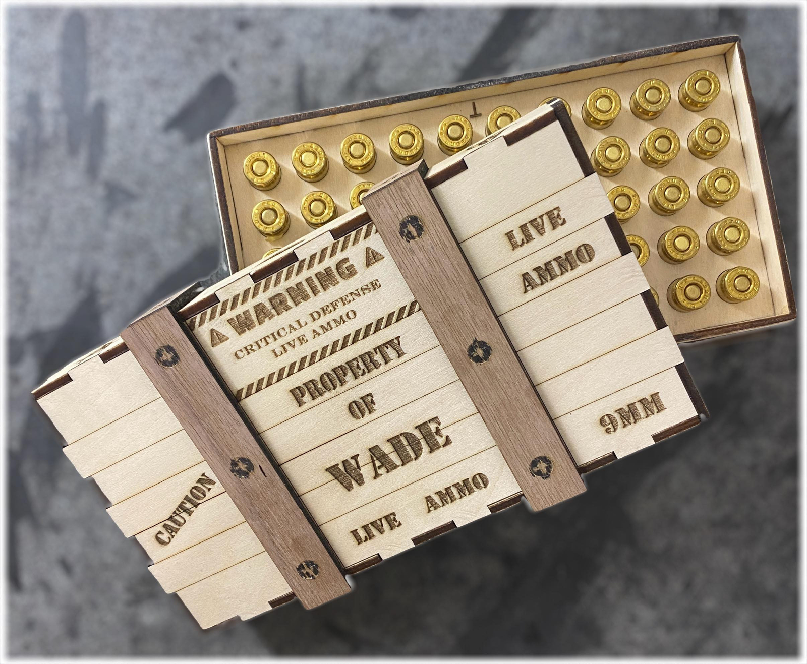 9mm 15 Round Personalized Ammo Crate