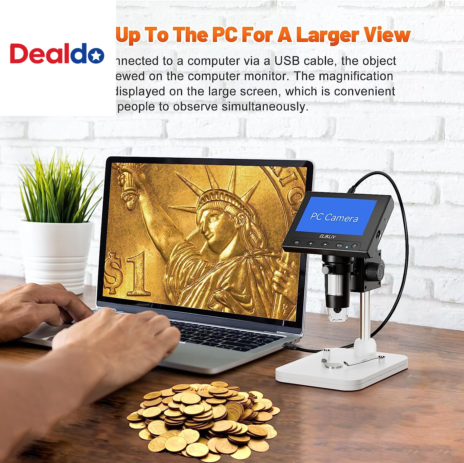 1000X LCD Digital Coin Microscope 43 Inch Screen LED USB for Windows Mac