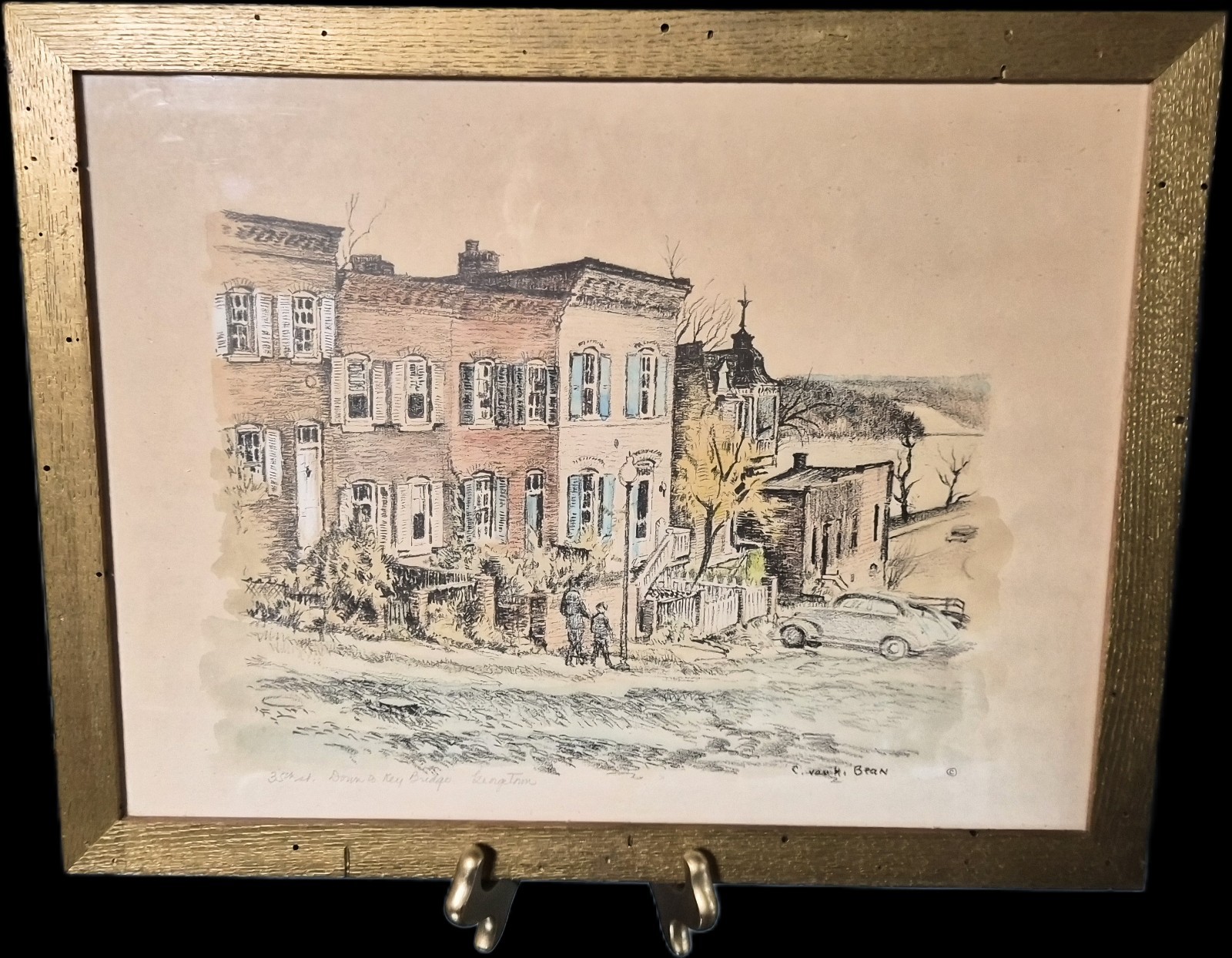 Caroline van Hook Bean Original Hand Colored Lithograph Signed