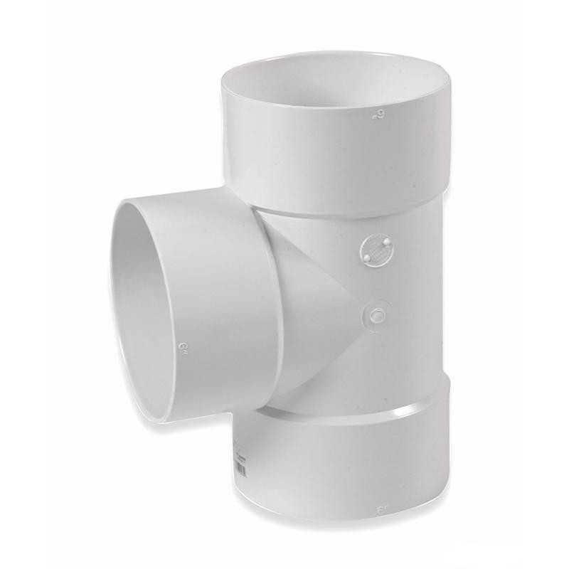 Plastic Trends P106 White Lead-Free PVC Straight Tee 6 Dia. in. Hub
