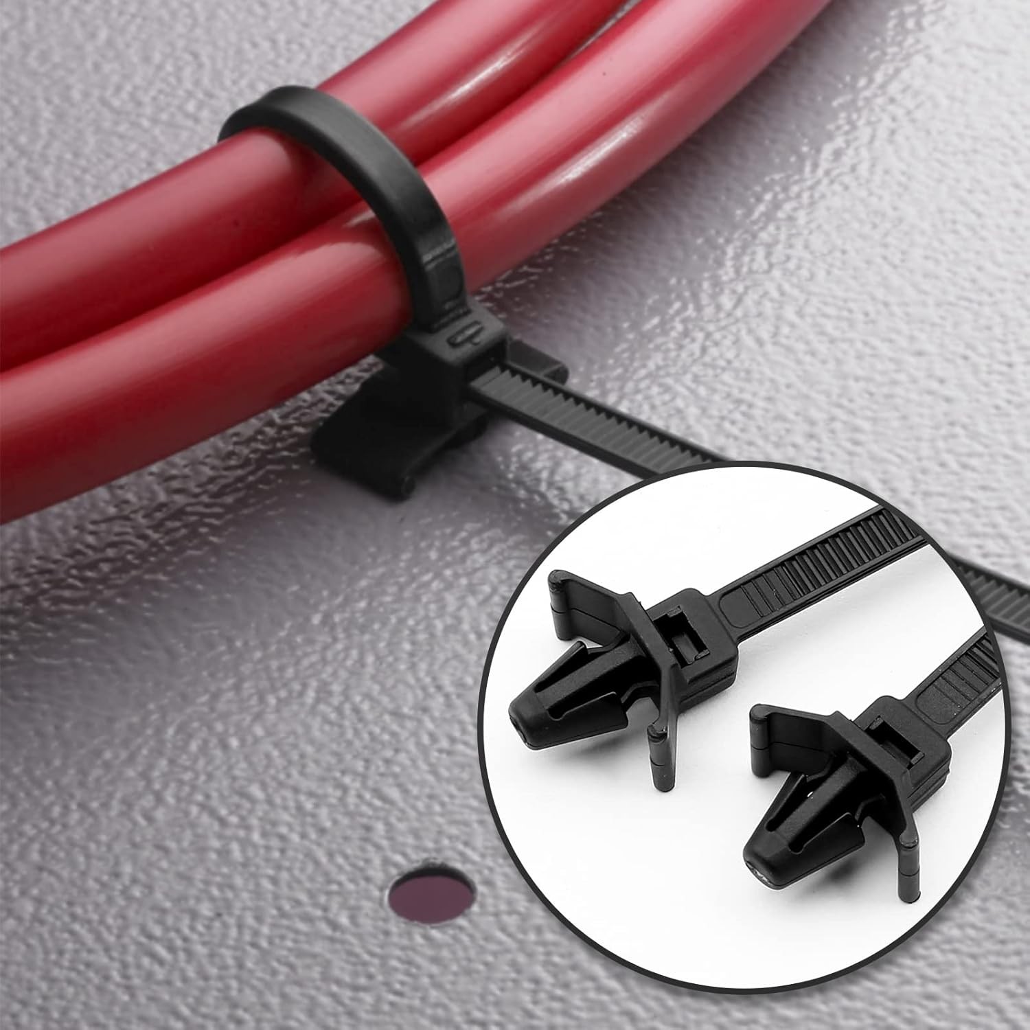 Piutouyar 50 Pcs Black Nylon Push Mount Cable Zip 120mm/4.7",