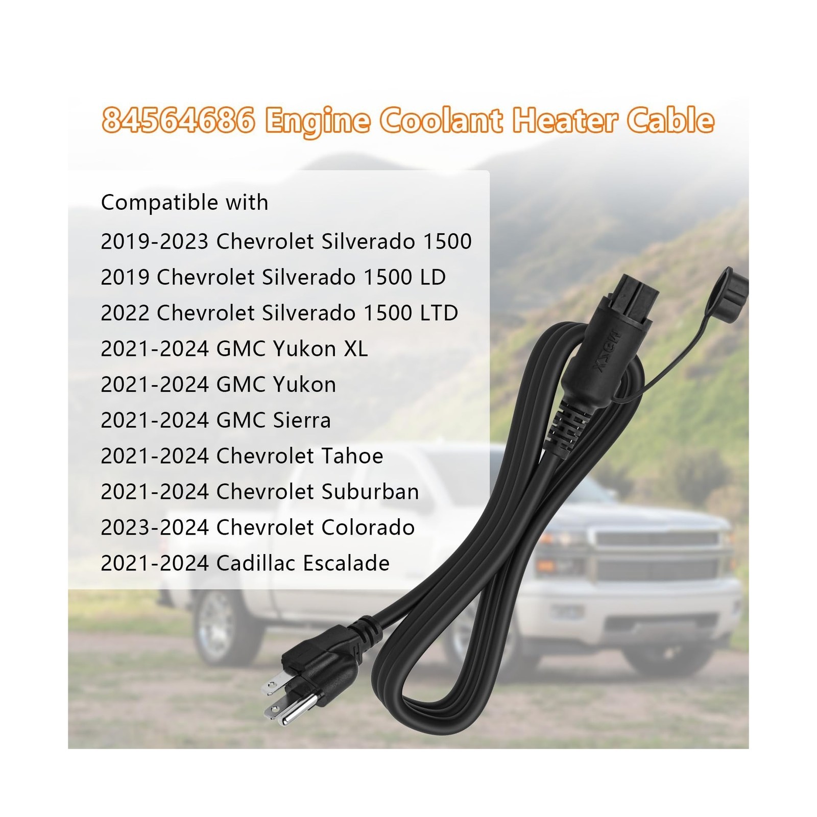 84564686 Block Heater Cable，Engine Coolant Heater Cable Compatible with C