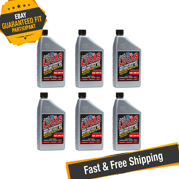 Lucas Oil 10700 Set of 6 High Performance SAE 20W-50 Motorcycle Oil 1 qt Bottles
