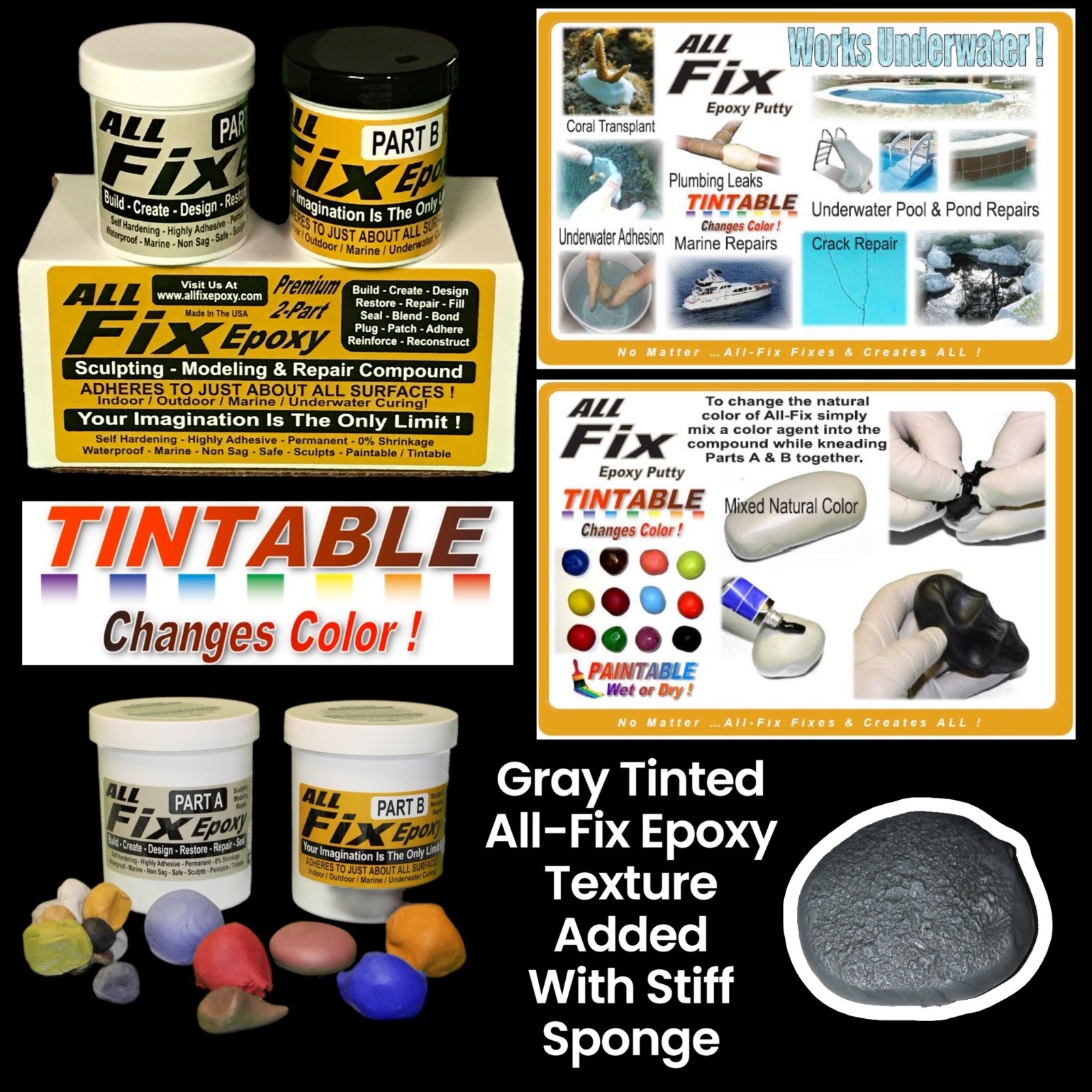 Epoxy Putty Super Adhesion POOL SPA SHOWER FISH TANK ALL FIX WATER UNDERWATER