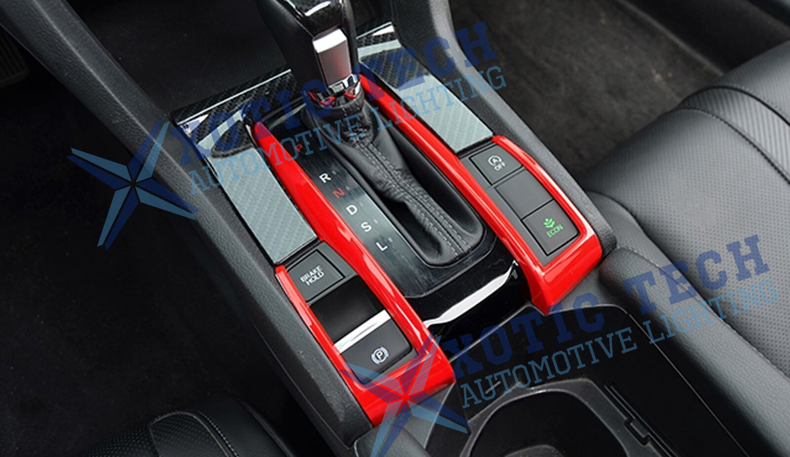 2x Gear Shift Button Panel Cover Trim Sporty Red ABS For Honda Civic 10th Gen