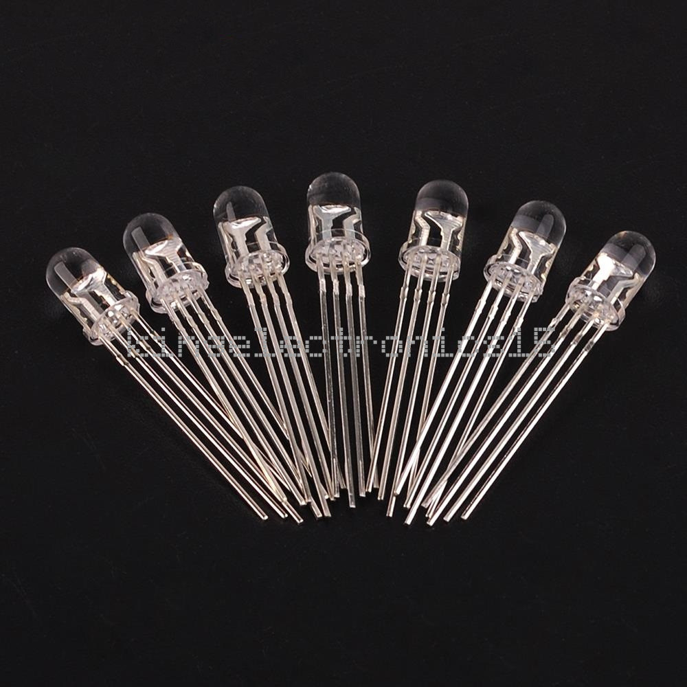 100/200/500/1000PCS 5mm 4P RGB Tri-Color LED light Red Green Blue Common Anode