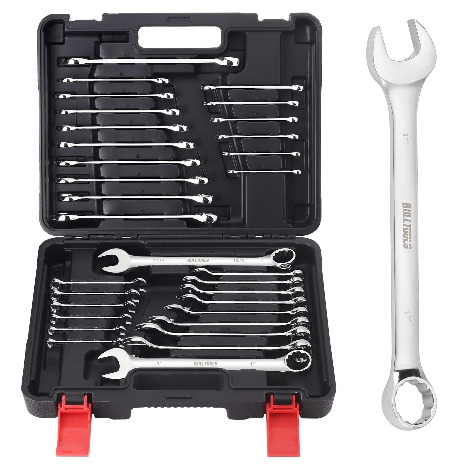 BULLTOOLS 32 Piece SAE Metric Combination Wrench Set with Case