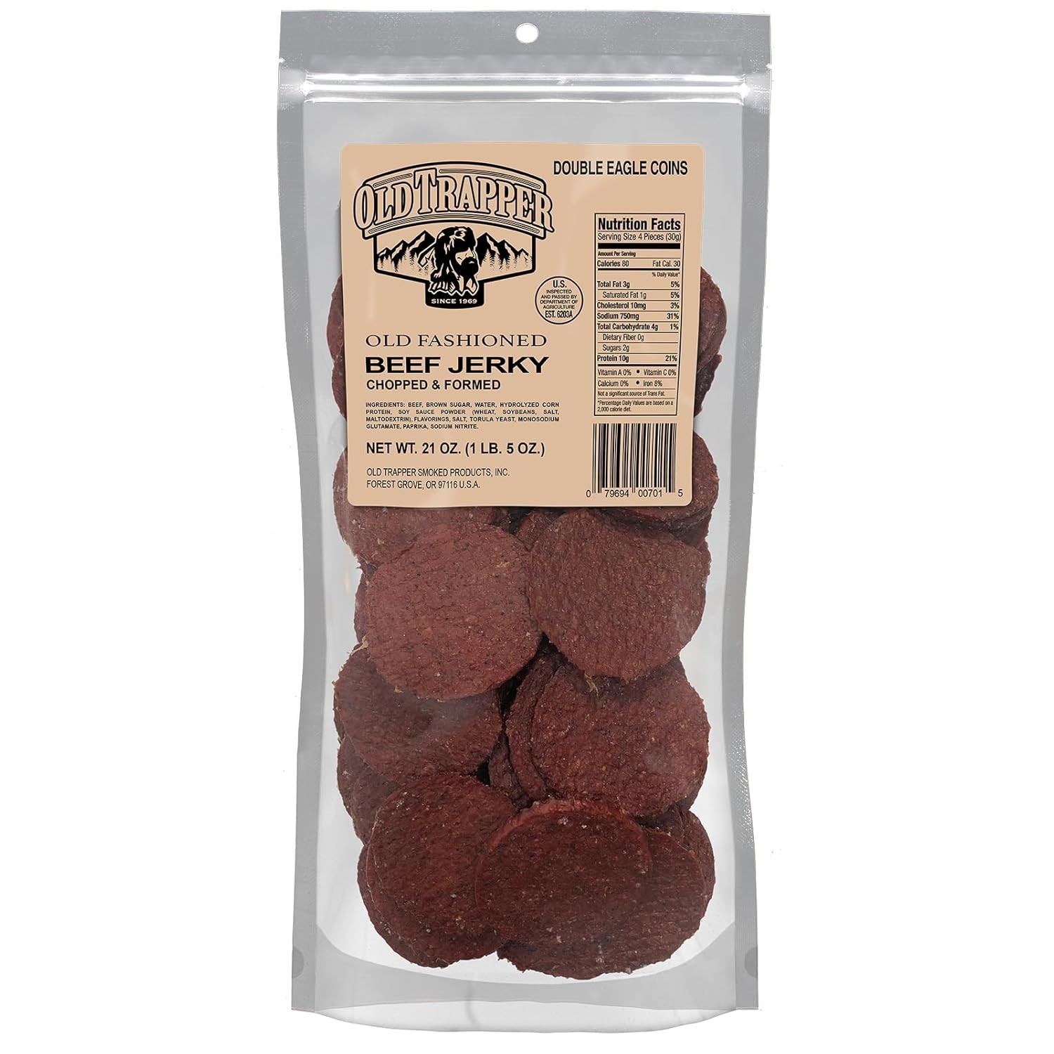 Old Trapper Double Eagle Beef Jerky, Old-Fashioned Flavor, 21 Ounce Package