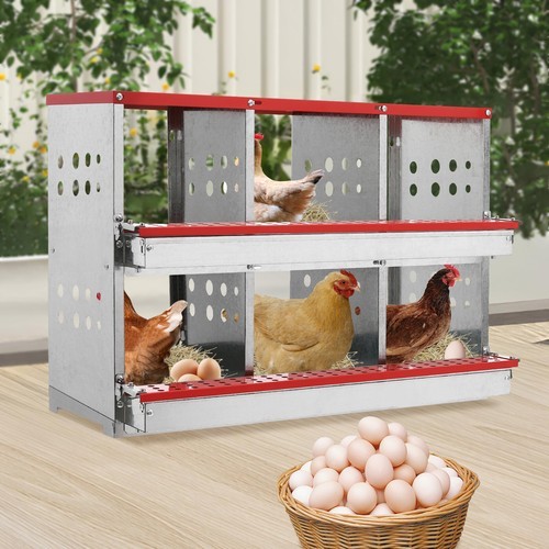 2-Layers 6-Compartments Chicken Nesting Case Chicken Coop Box Nesting Box 50kg