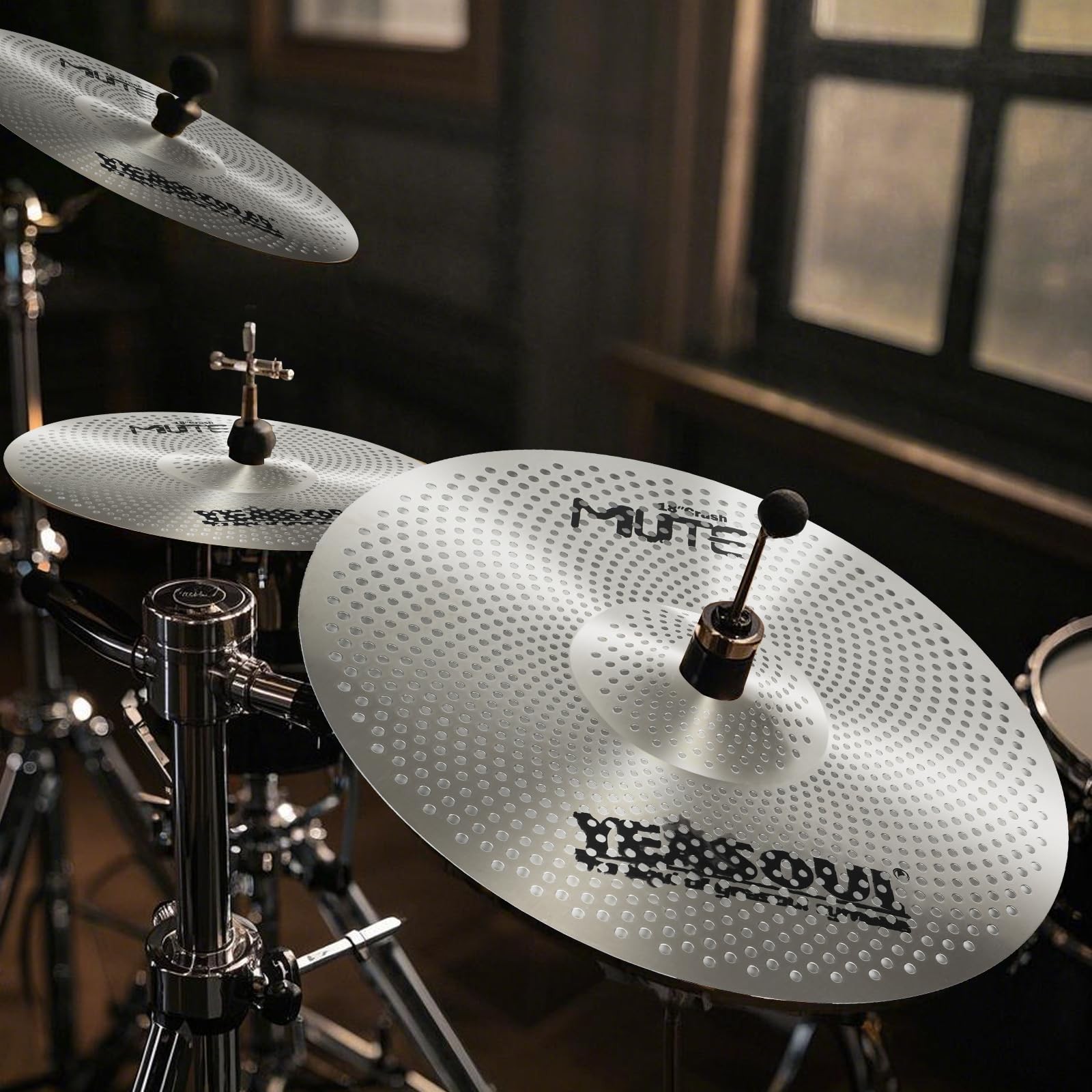Cymbal Pack,Drum Cymbals Set 5 pcs Silver-Low Volume Pack with Bag