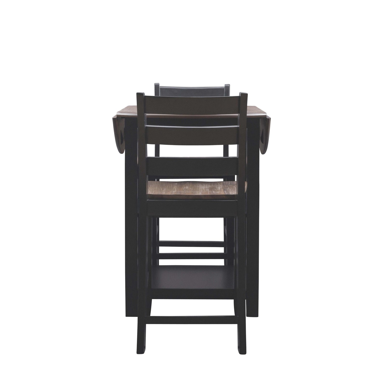 Linon Cain 3 Pce Counter Set with 2 Shelves in Brown Top/Black Wood Base
