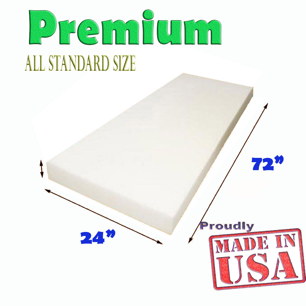 High Density Seat Upholstery Foam Cushion Replacement  Per Sheet 24" x 72" USA