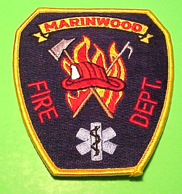 MARINWOOD  CALIFORNIA  CA  4 5/8"  FIRE DEPT. PATCH  FREE SHIPPING!!!