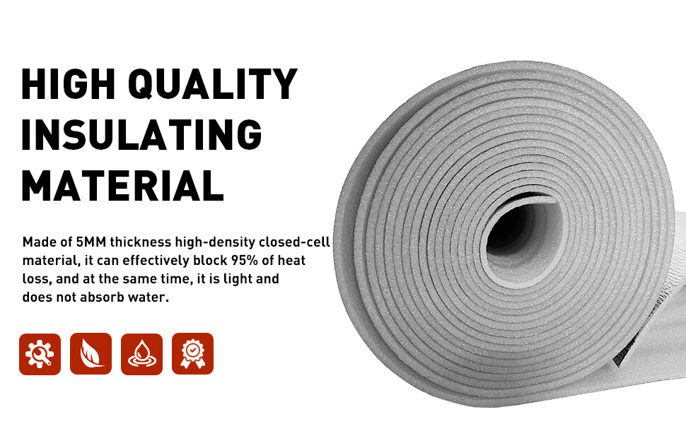 80"x40" 5MM Premium Reflective White EPE Foam Core Pipe Duct Wrap Insulation Mat