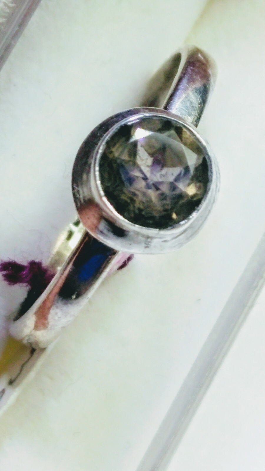 CUTE NATURAL SMOKY QUARTZ IN.925 STERLING SILVER RING IN SIZE 9.25-9.5!