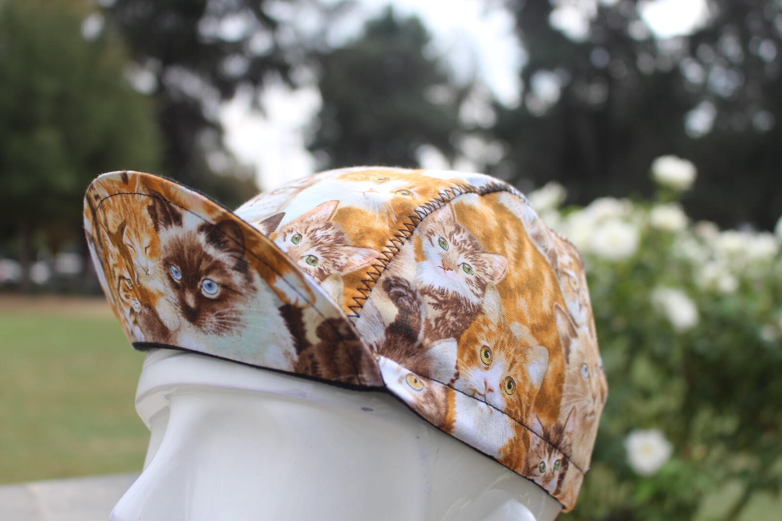 cycling cap beautiful cat handmade in USA