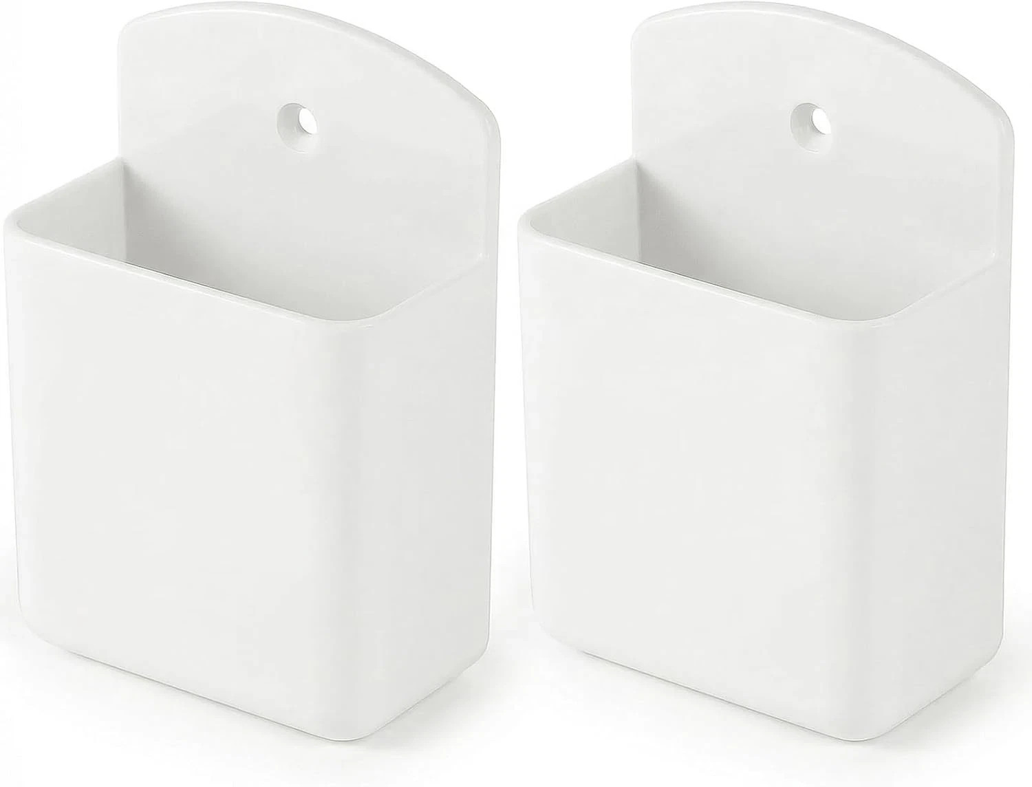 2 Pack White Remote Control Holder, Self adhesive Wall Mount Storage Box for TV