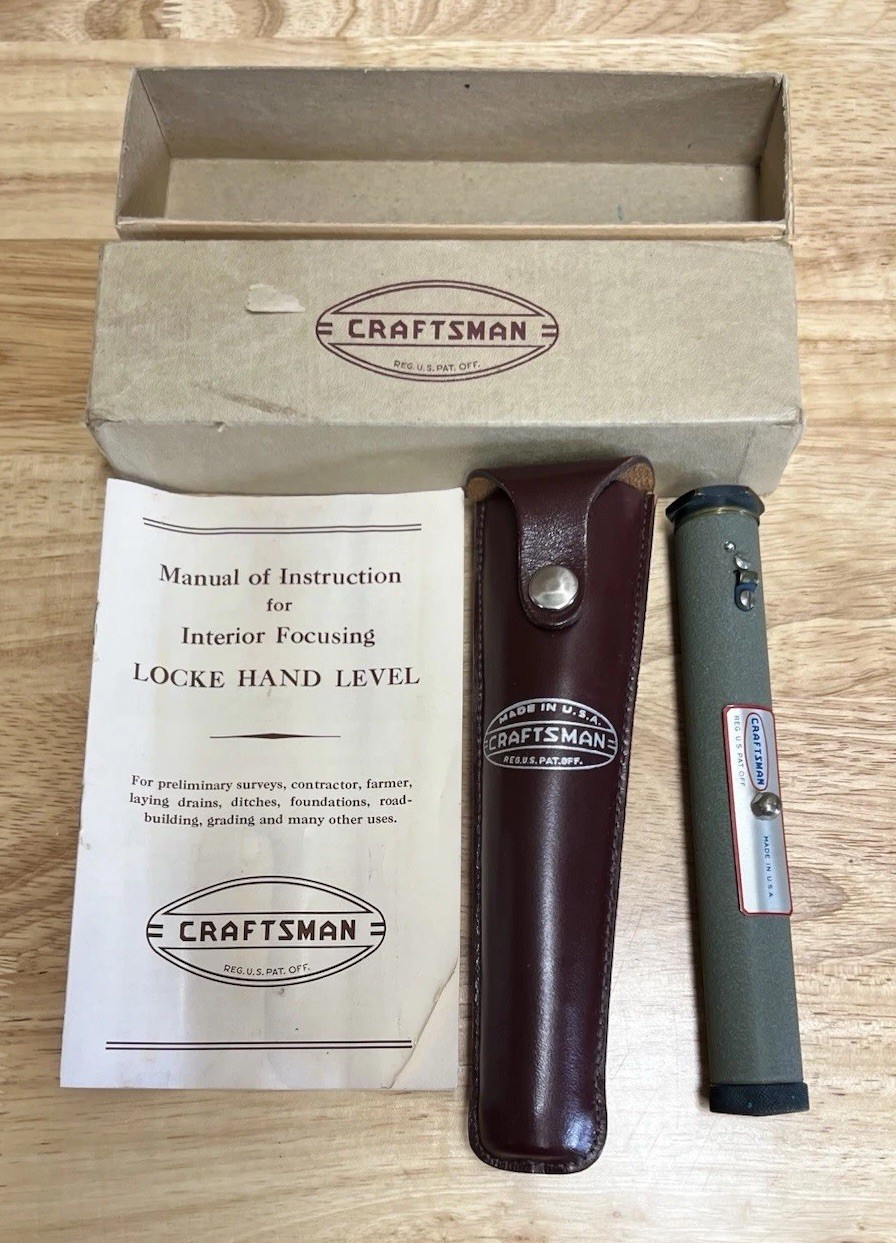 Craftsman Locke Hand Level Interior Focus Surveying Land Scope w Case Box