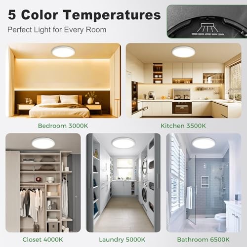 2Pack LED Flush Mount Ceiling Light, 12Inch 24W Dimmable 12"(2pack) White
