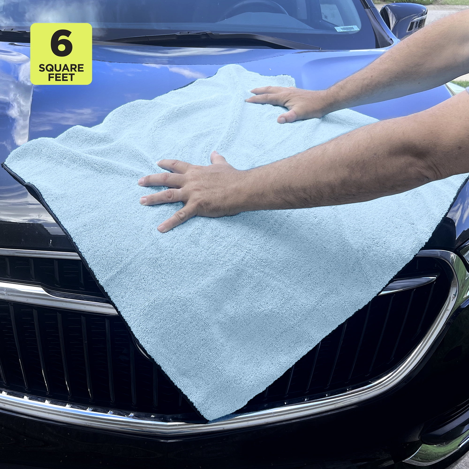 Auto Drive Car Cleaner Absorbent Microfiber Drying Towel, 6 Sq. Ft., Blue
