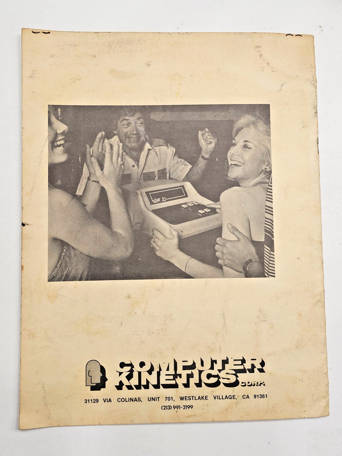 ORIGINAL COMPUTER KINETICS VEGA 21 BARTOP GAME OWNERS MANUAL