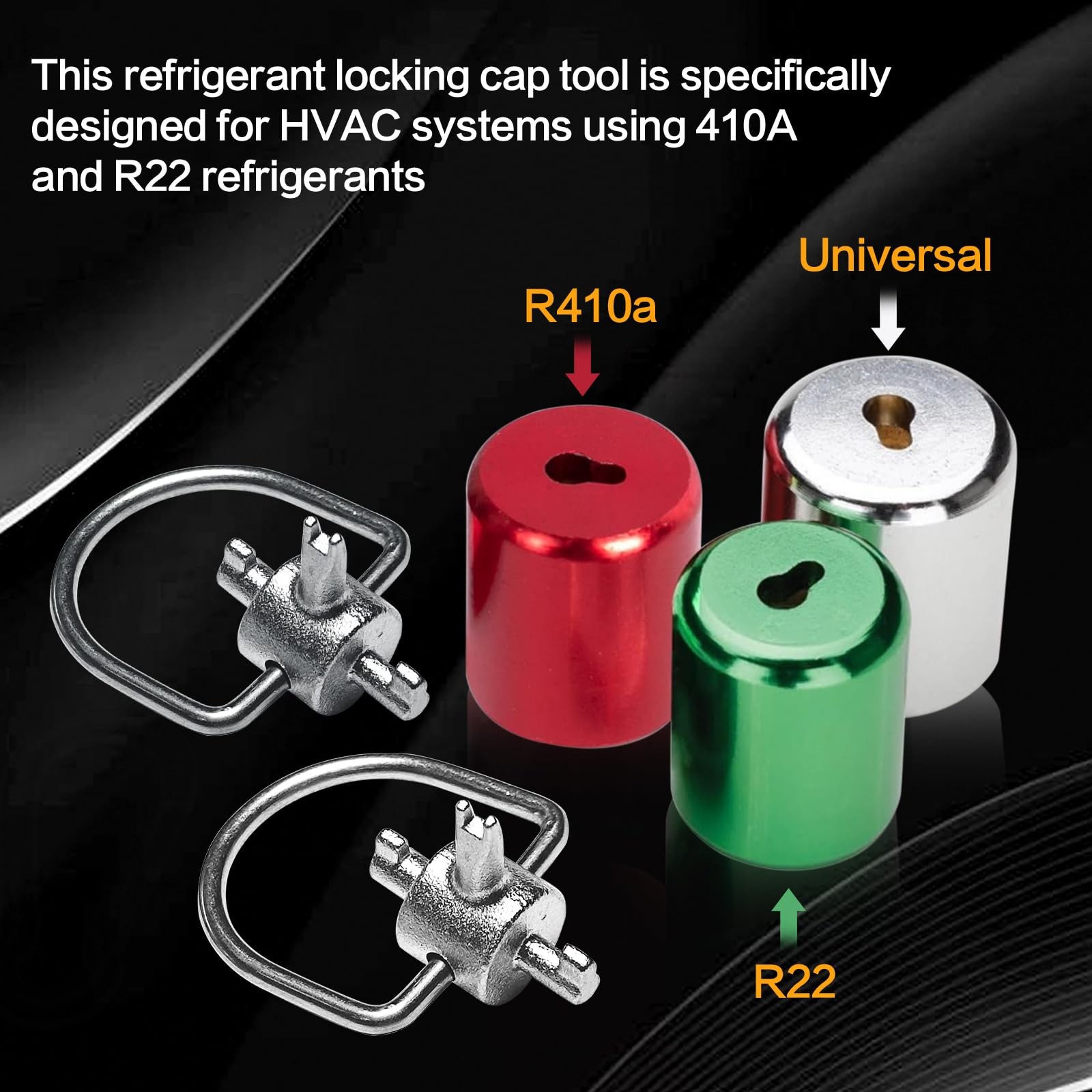 HVAC Locking Cap Keys 2 Pack Multi Function R22 410A Refrigerant Service Tool