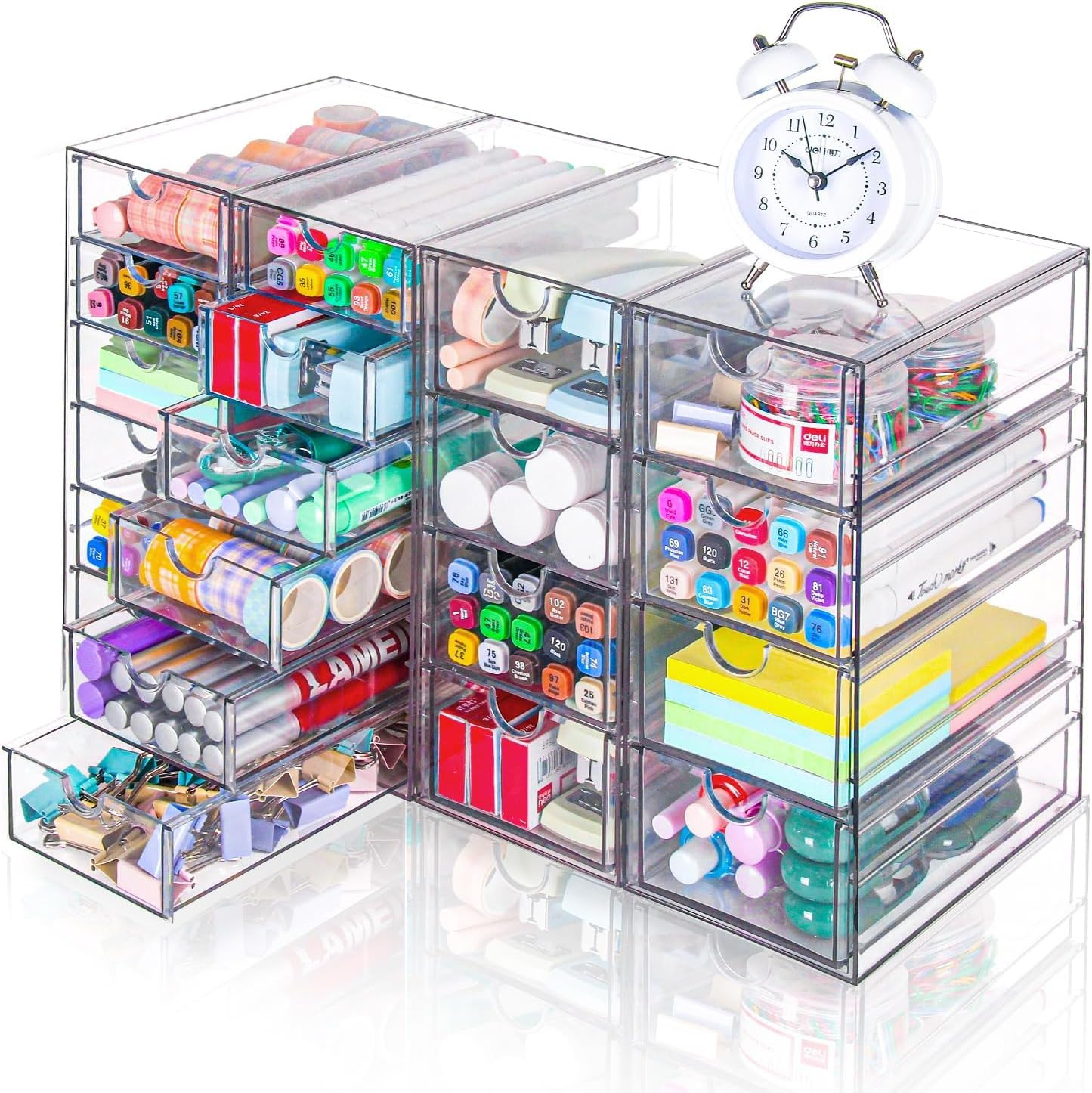 Acrylic Organizer with Drawers | 20 Drawers 4 Sets | Desk Organizer and Storage,