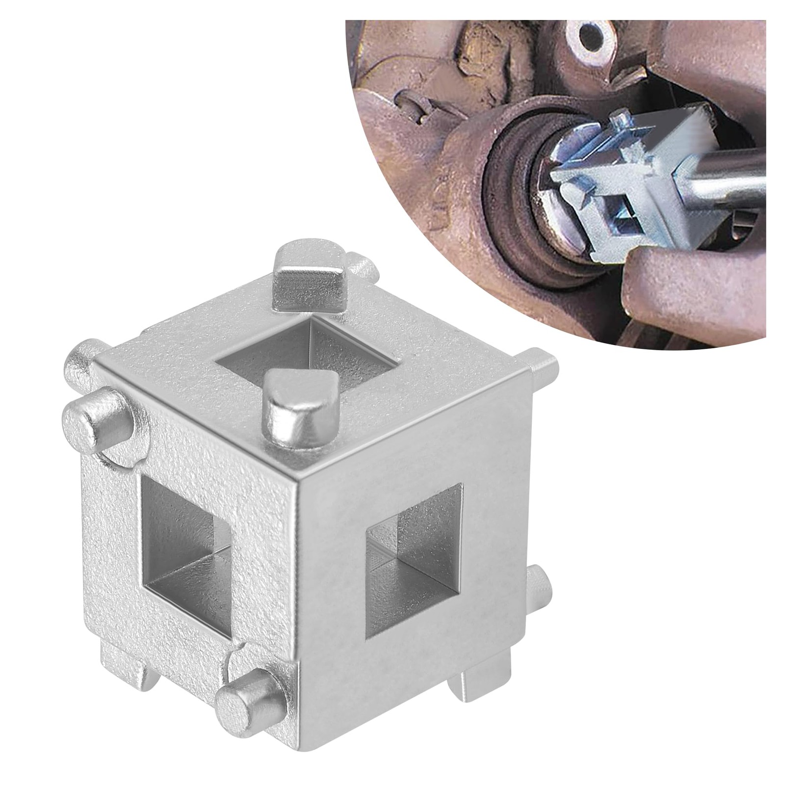Silver Steel Cube Brake Caliper Compression Tool 1.3 Inch