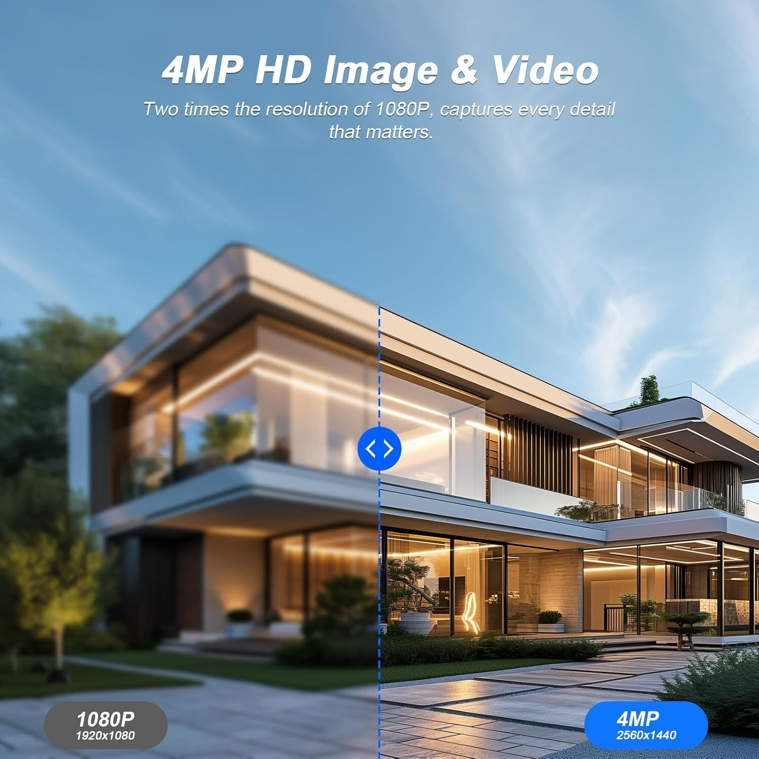 4MP Wireless Security Camera System Solar Battery Powered Home Outdoor Audio