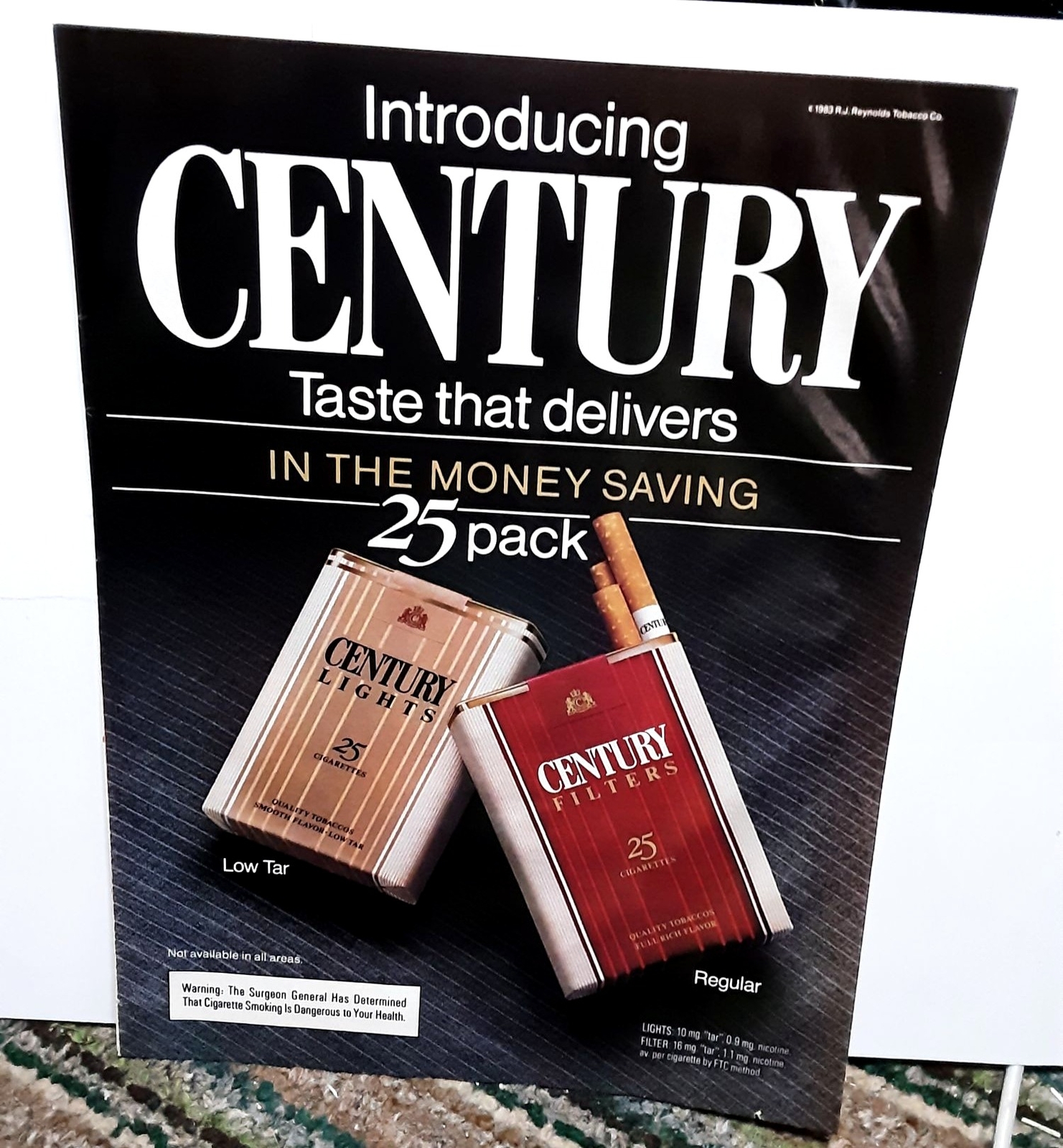 1983 Century Cigarettes Lights Filters Original Print Ad