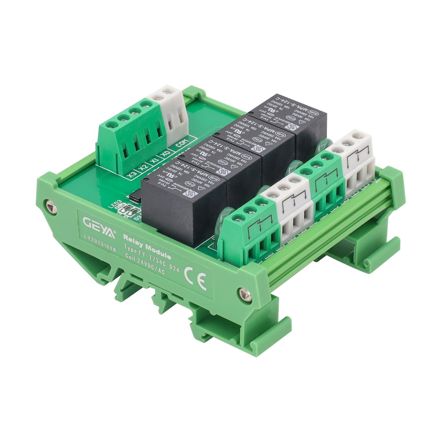 4 Channel Relay Module 1 SPDT DIN Rail Mount 12V DC/AC Interface Relay Module...