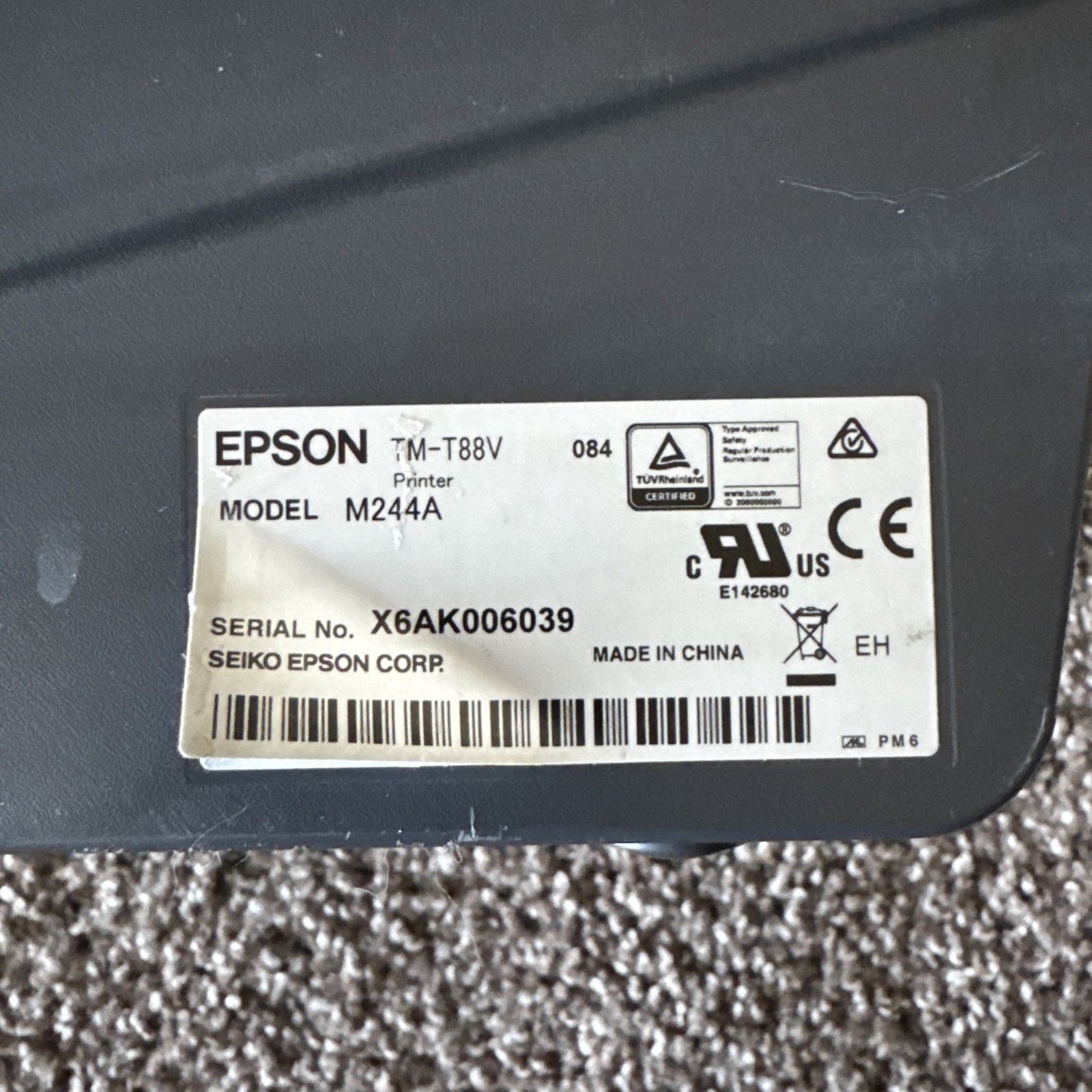 Epson TM-T88V POS Compact Thermal Receipt Printer USB Serial Square